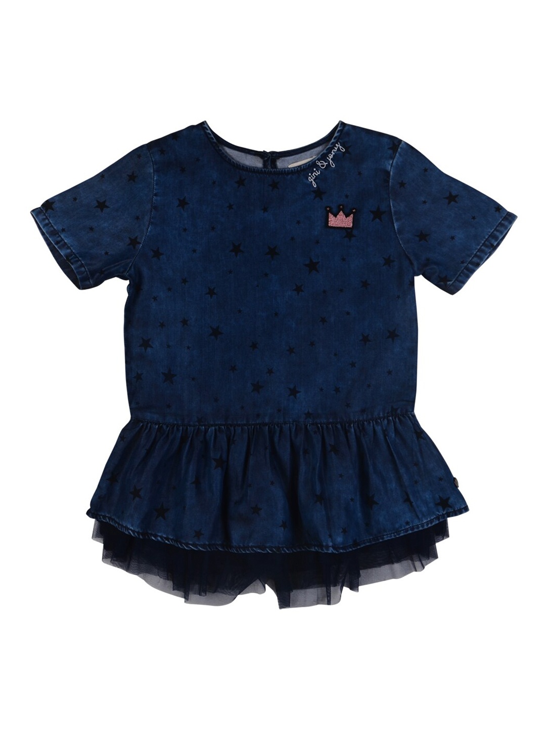 

Gini and Jony Cotton Print Peplum Top, Blue
