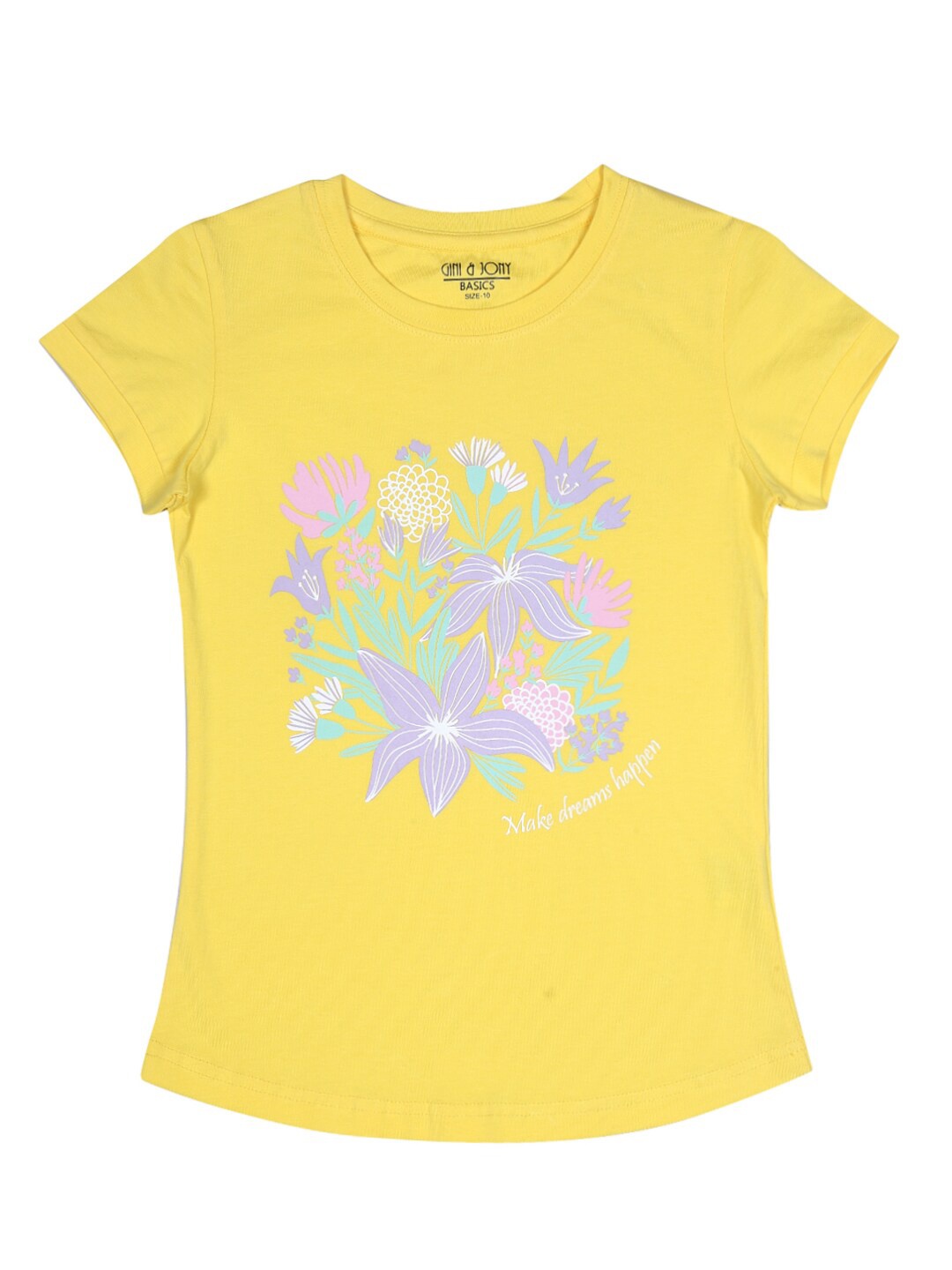 

Gini and Jony Floral Printed Round Neck Cotton Top, Yellow