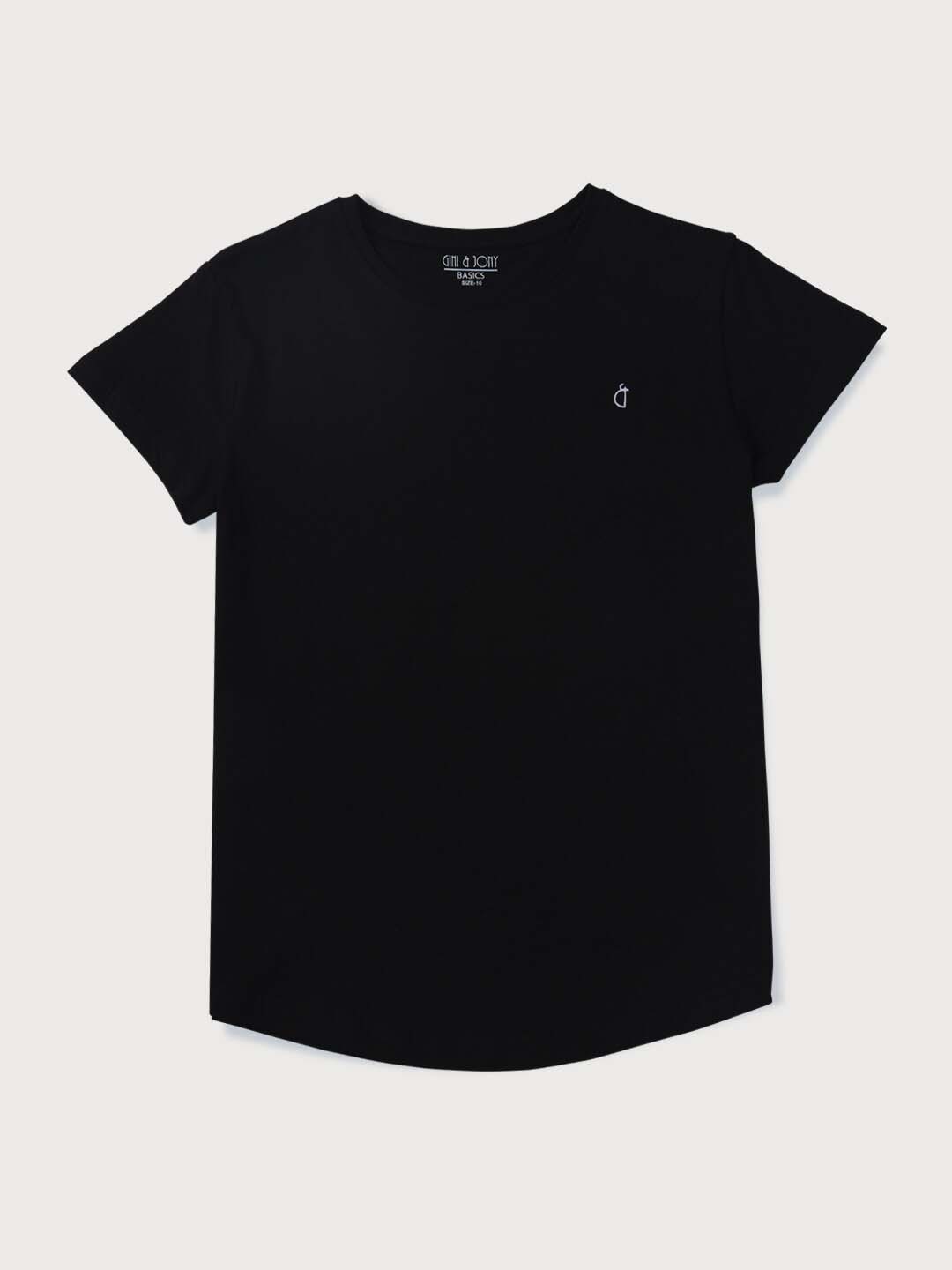 

Gini and Jony Girls Round Neck Regular Fit Cotton T-shirt, Black