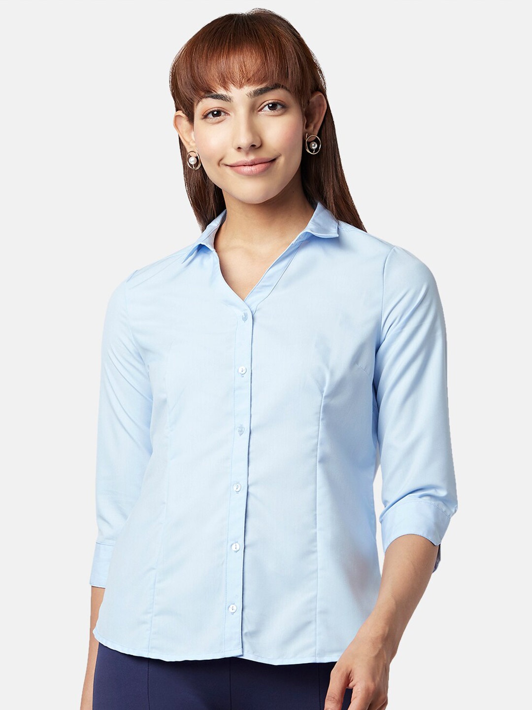 

Annabelle by Pantaloons Women Spread Collar Casual Shirt, Blue