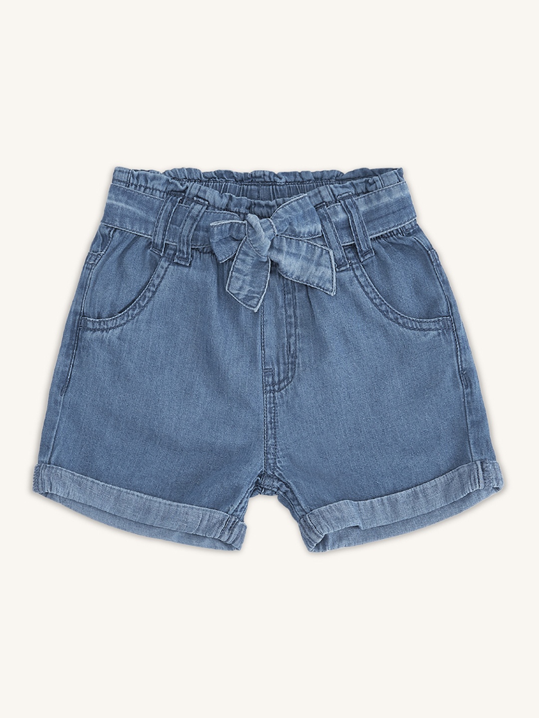 

Pantaloons Baby Girls Cotton Denim Shorts, Blue