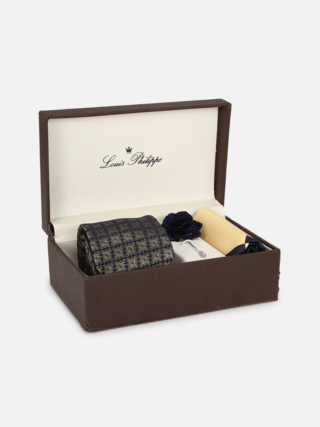 

Louis Philippe Men Printed Accessory Gift Set, Navy blue