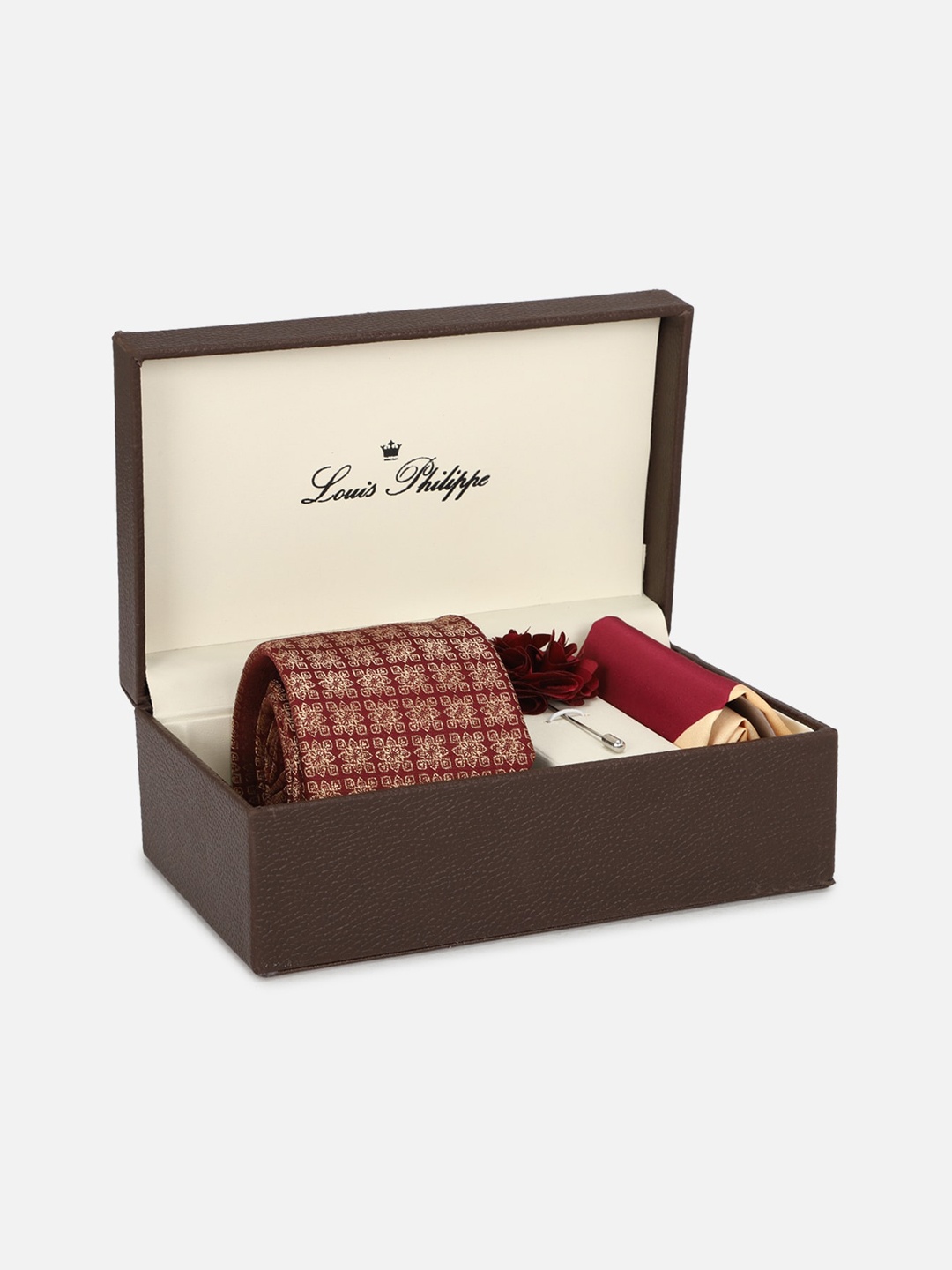 

Louis Philippe Men Printed Accessory Gift Set, Maroon