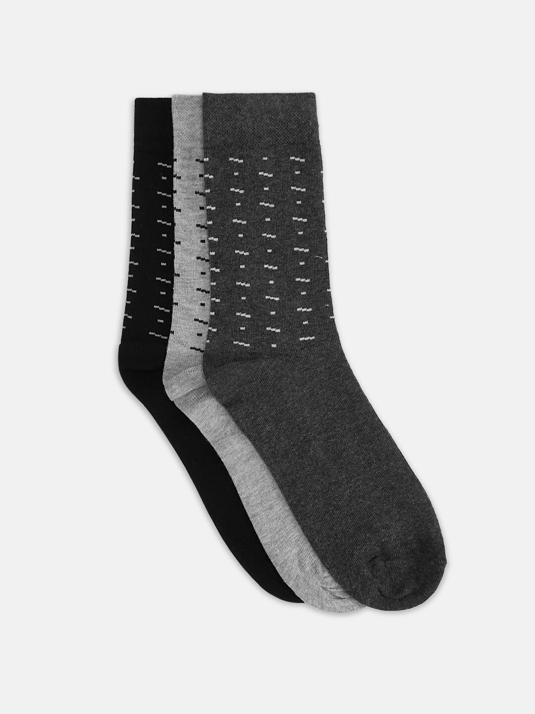 

BYFORD by Pantaloons Men Pack Of 3 Patterned Calf-Length Socks, Grey