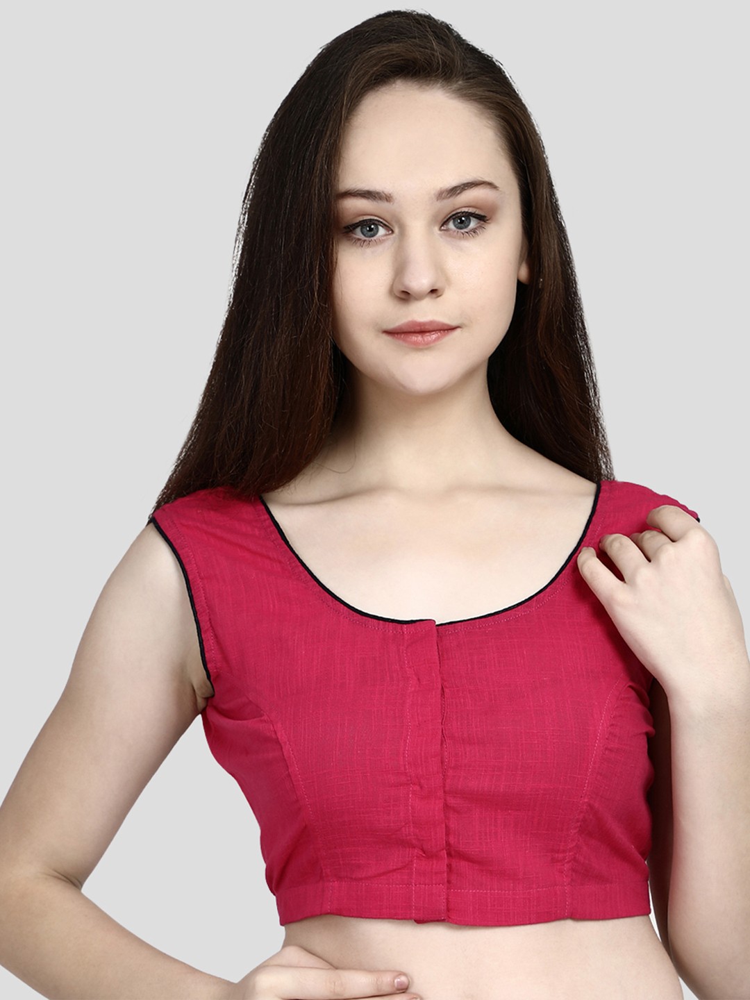 

Molcha Cotton Sleeveless Saree Blouse, Pink