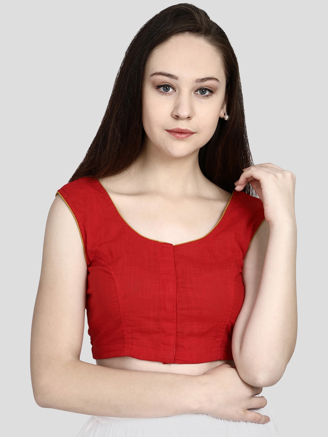 

Molcha Non Padded Cotton Saree Blouse, Red
