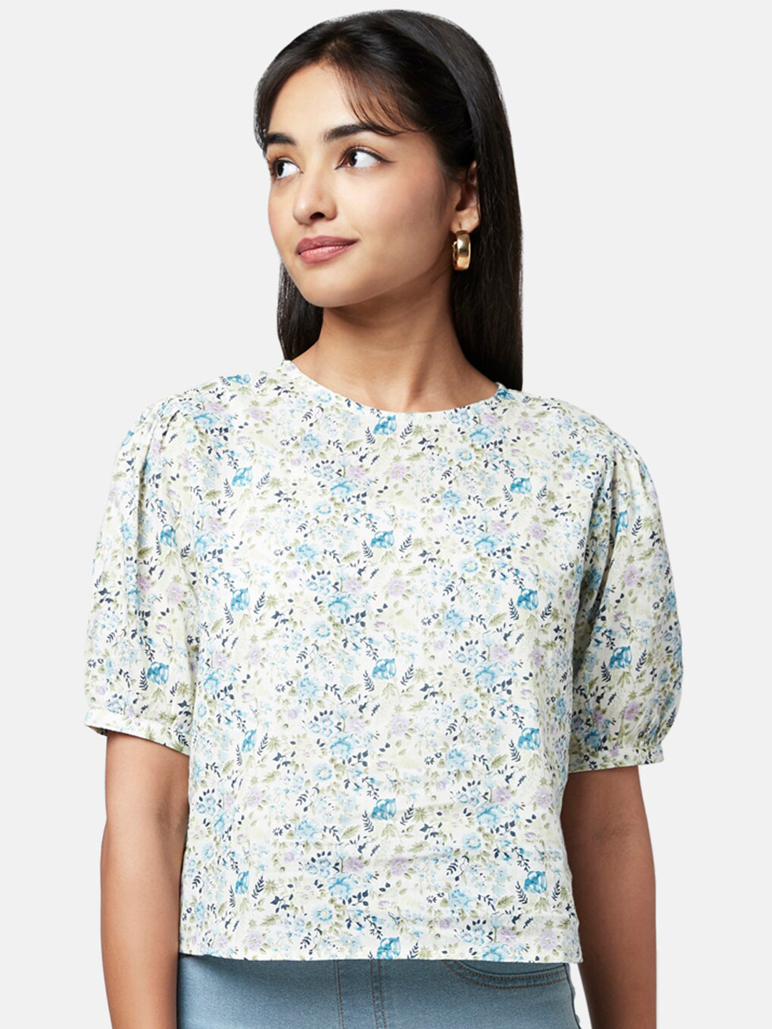 

YU by Pantaloons Women Floral Printed Top, White