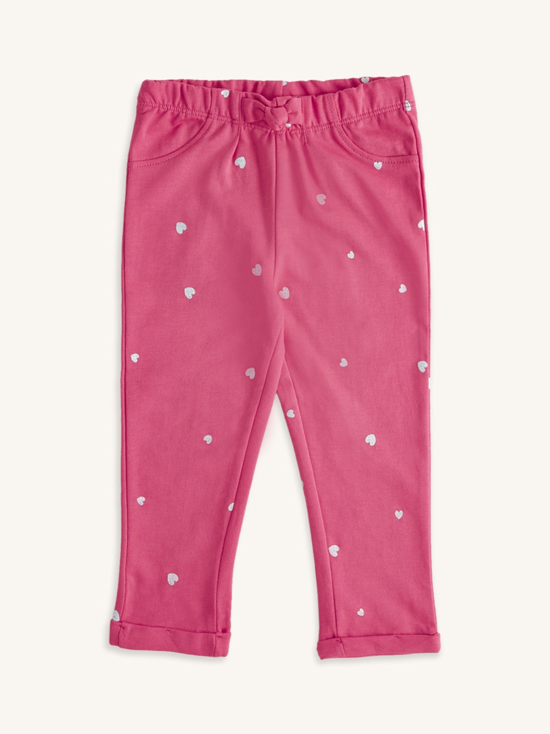 

Pantaloons Baby Girls Printed Cotton Track Pants, Pink