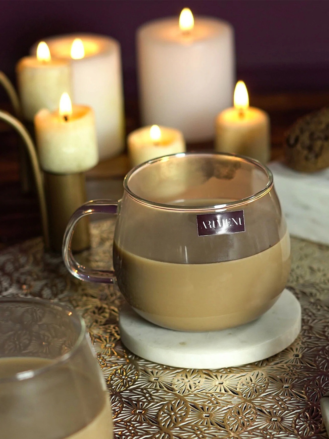 

THE ARTMENT Minimalist Dream Set of 3 Transparent Solid Glass Cups 420 ml each