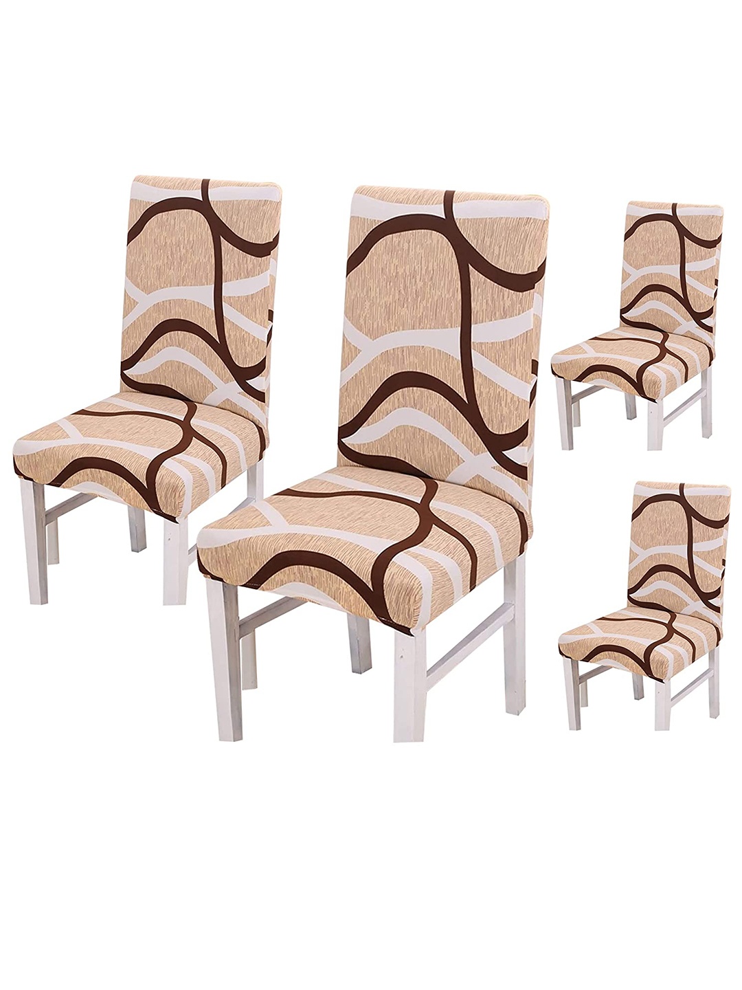 

HOUSE OF QUIRK Set Of 4 Beige Printed Chair Covers