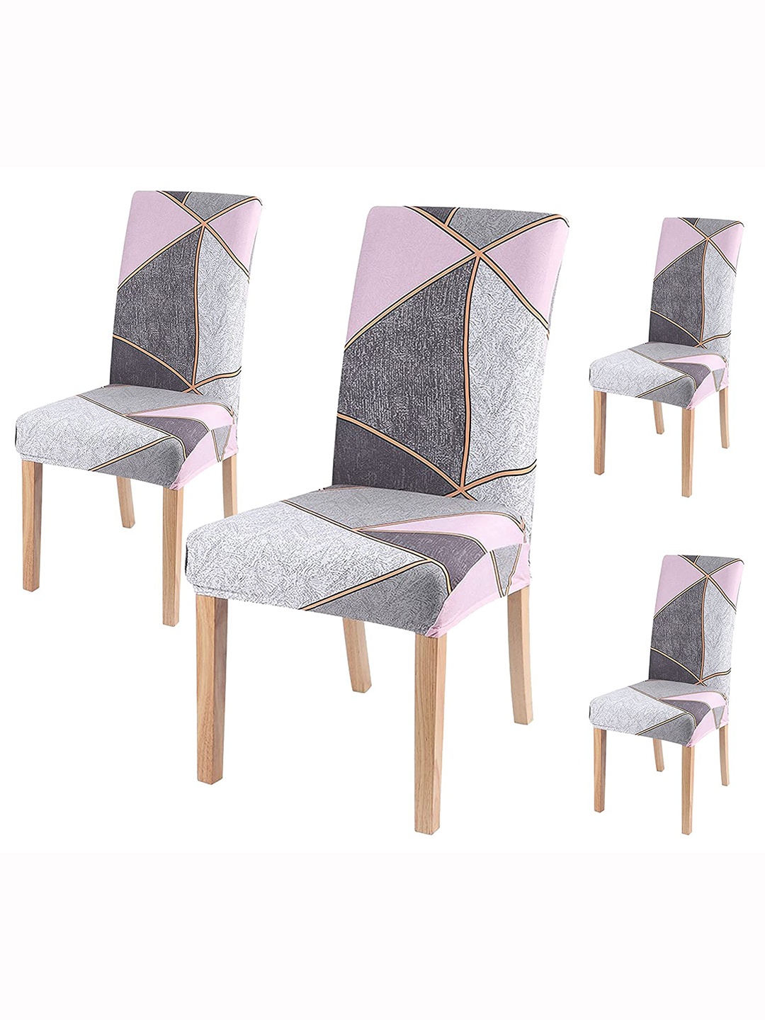 

HOUSE OF QUIRK Set Of 4 Grey Colored & Black Printed Chair Covers