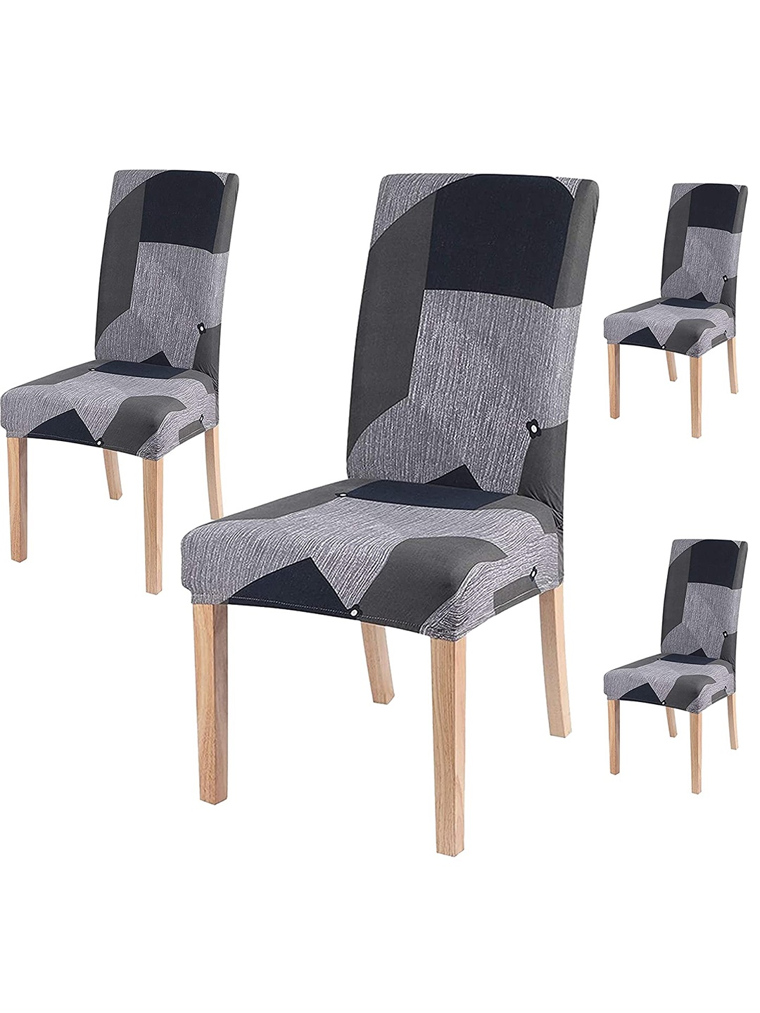 

HOUSE OF QUIRK Set Of 4 Grey & Turquoise Blue Printed Chair Cover