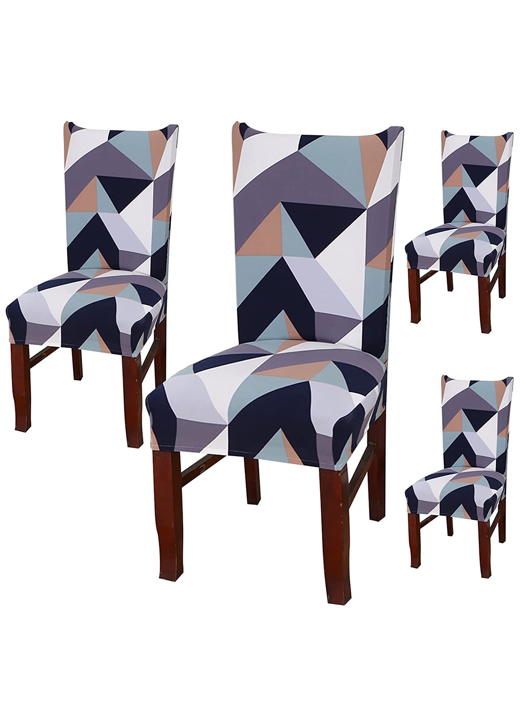 

HOUSE OF QUIRK Set Of 4 Brown & Yellow Printed Chair Covers