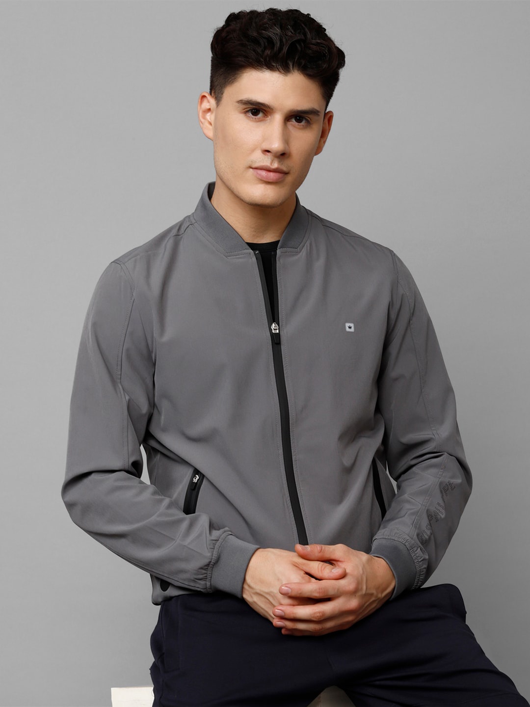 

Louis Philippe Men Bomber Jacket, Grey