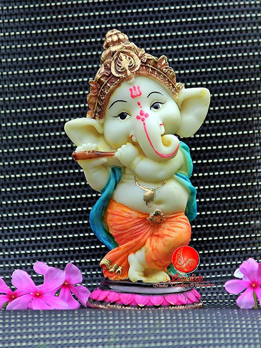 

Perpetual Beige & Orange Textured Lord Ganesha Showpiece