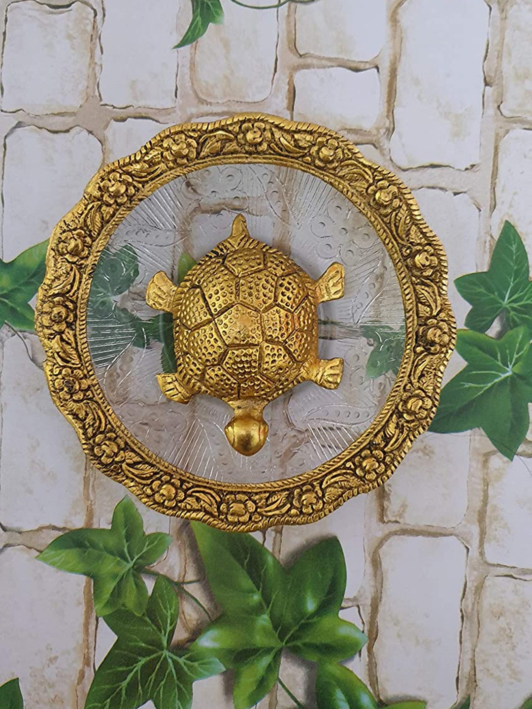 

Perpetual Gold-Toned Vastu Feng Shui Turtle Tortoise With Plate Showpieces