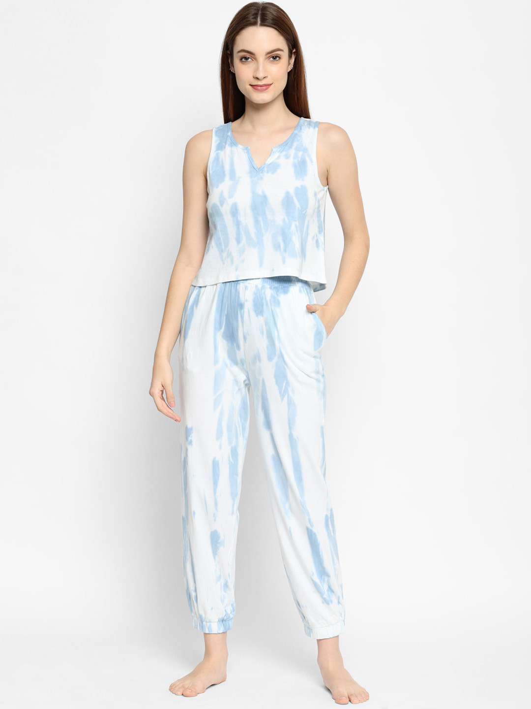

HOUSE OF KKARMA Women Printed Night suit, Blue