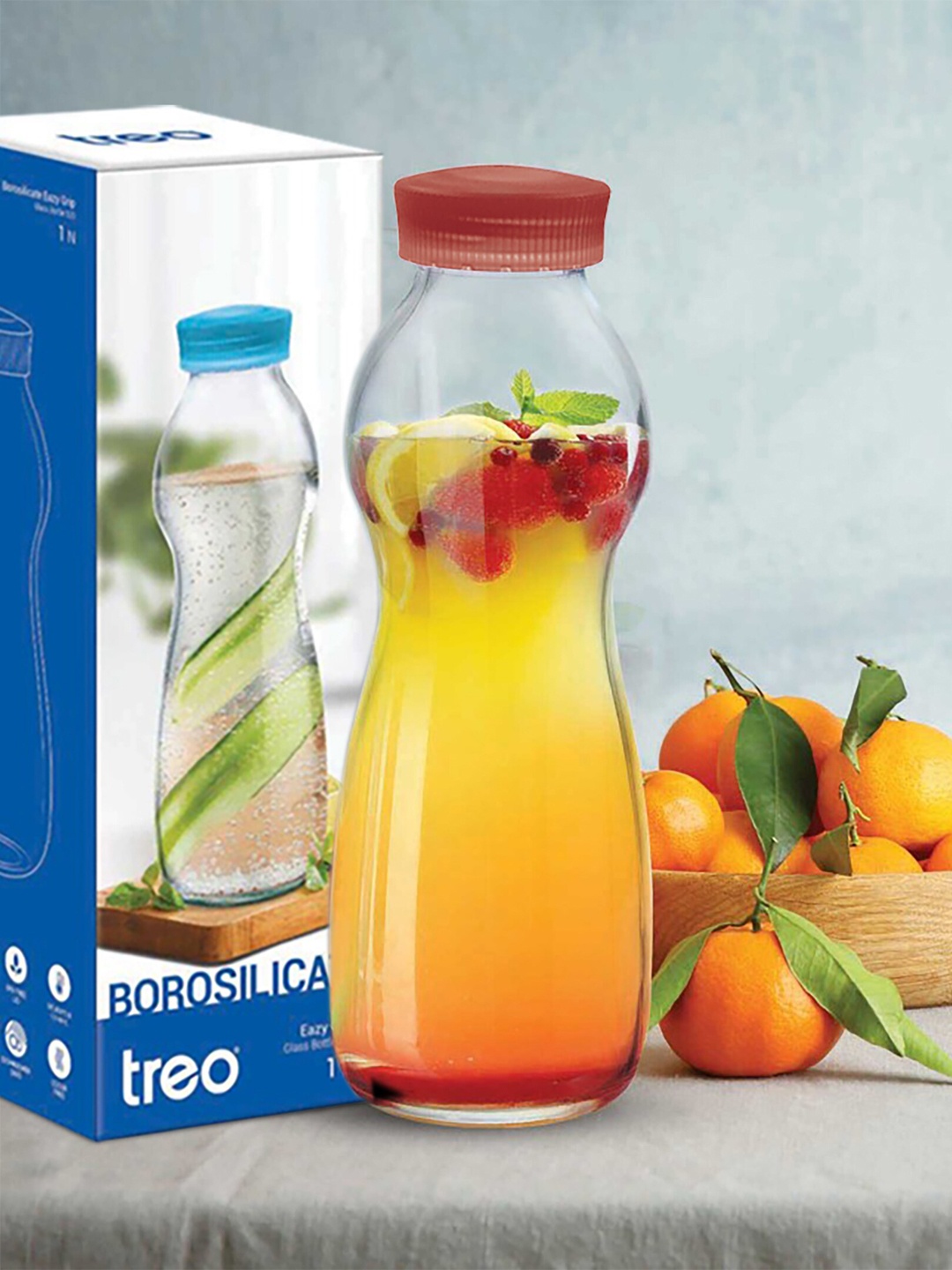 

Treo Eazy Grip Red Borosilicate Glass Bottle 550 ml