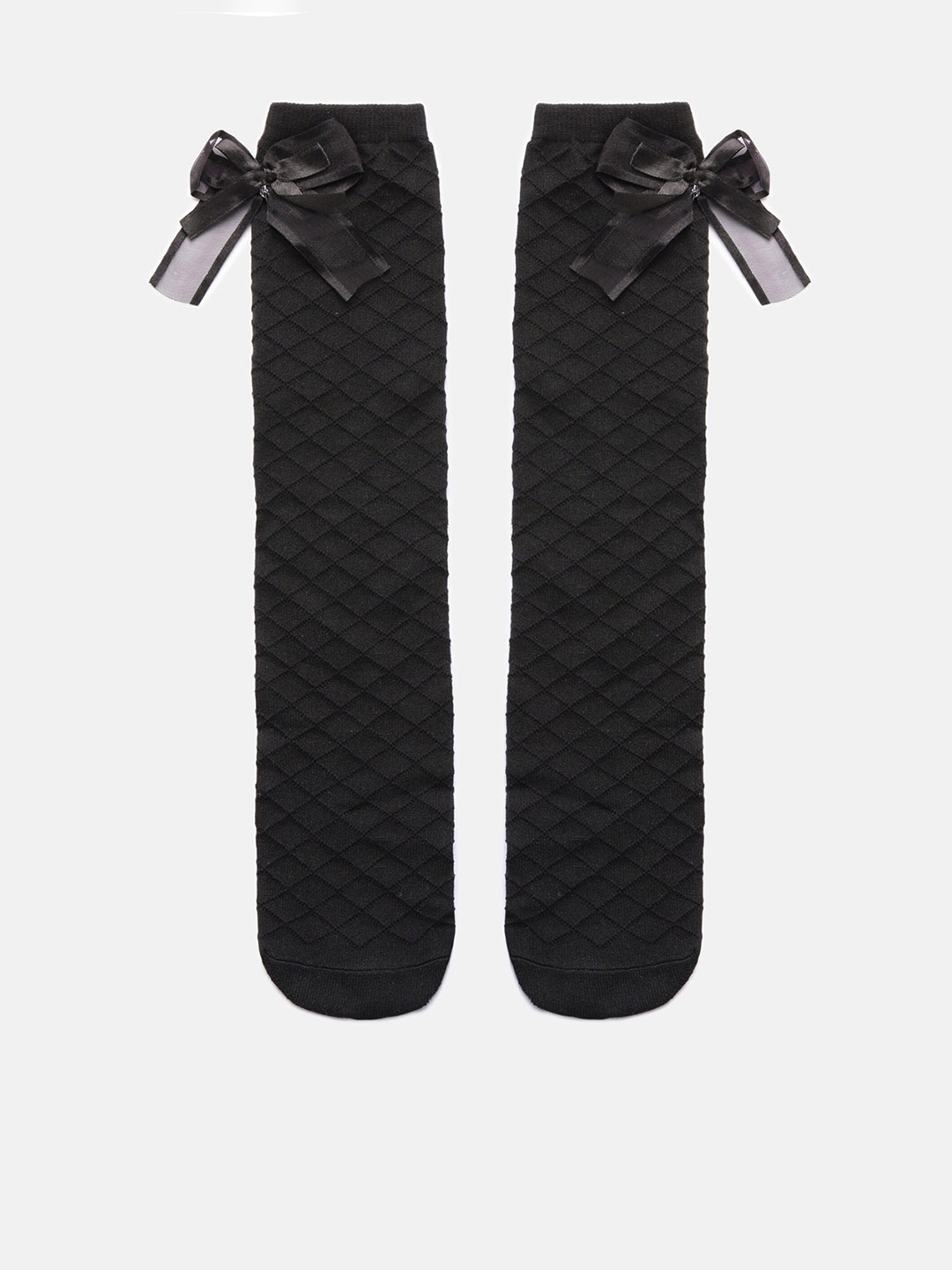

EL REGALO Girls Patterned Cotton Knee-Length Socks, Black