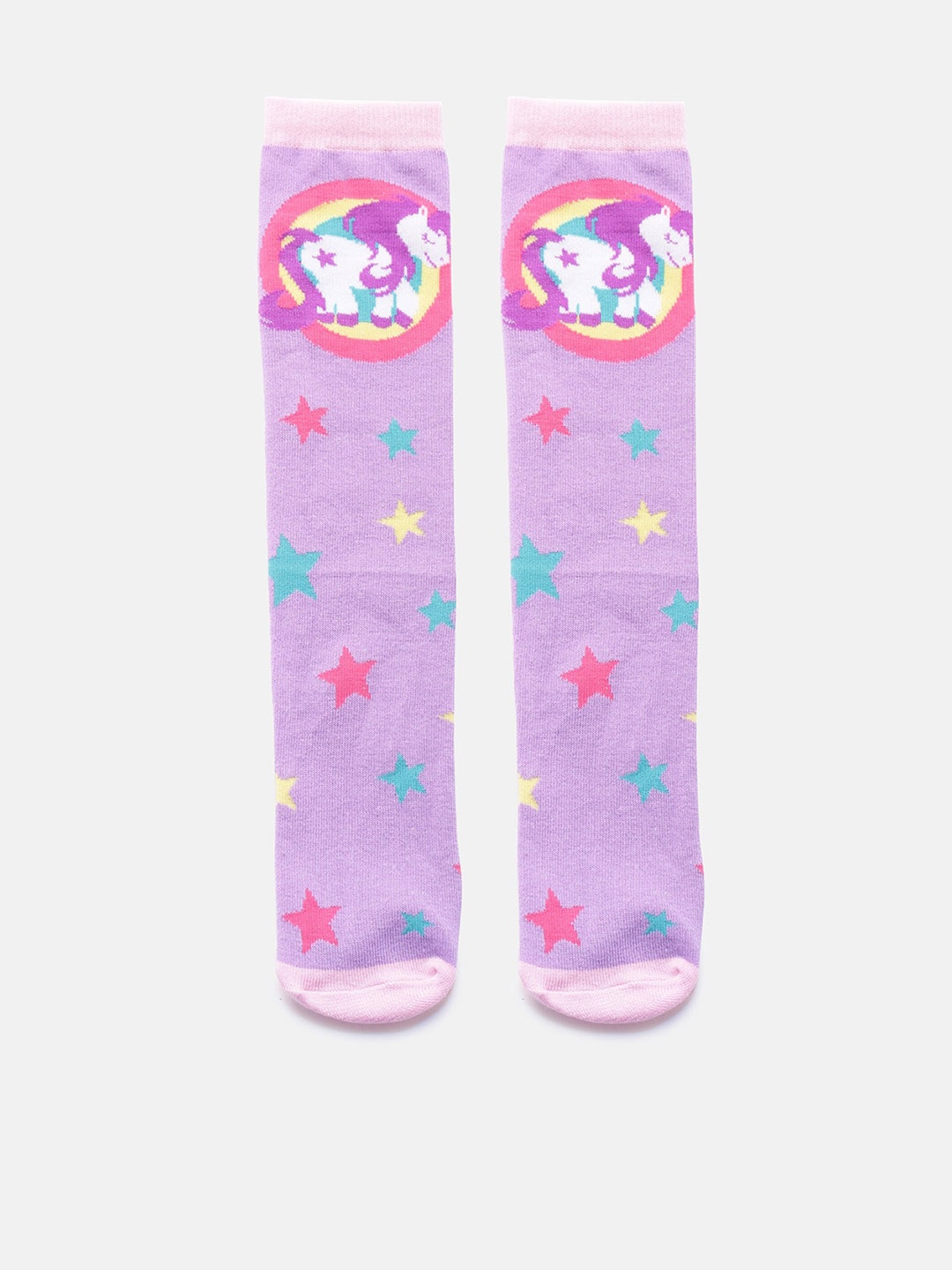 

EL REGALO Girls Patterned Cotton Knee-Length Socks, Purple