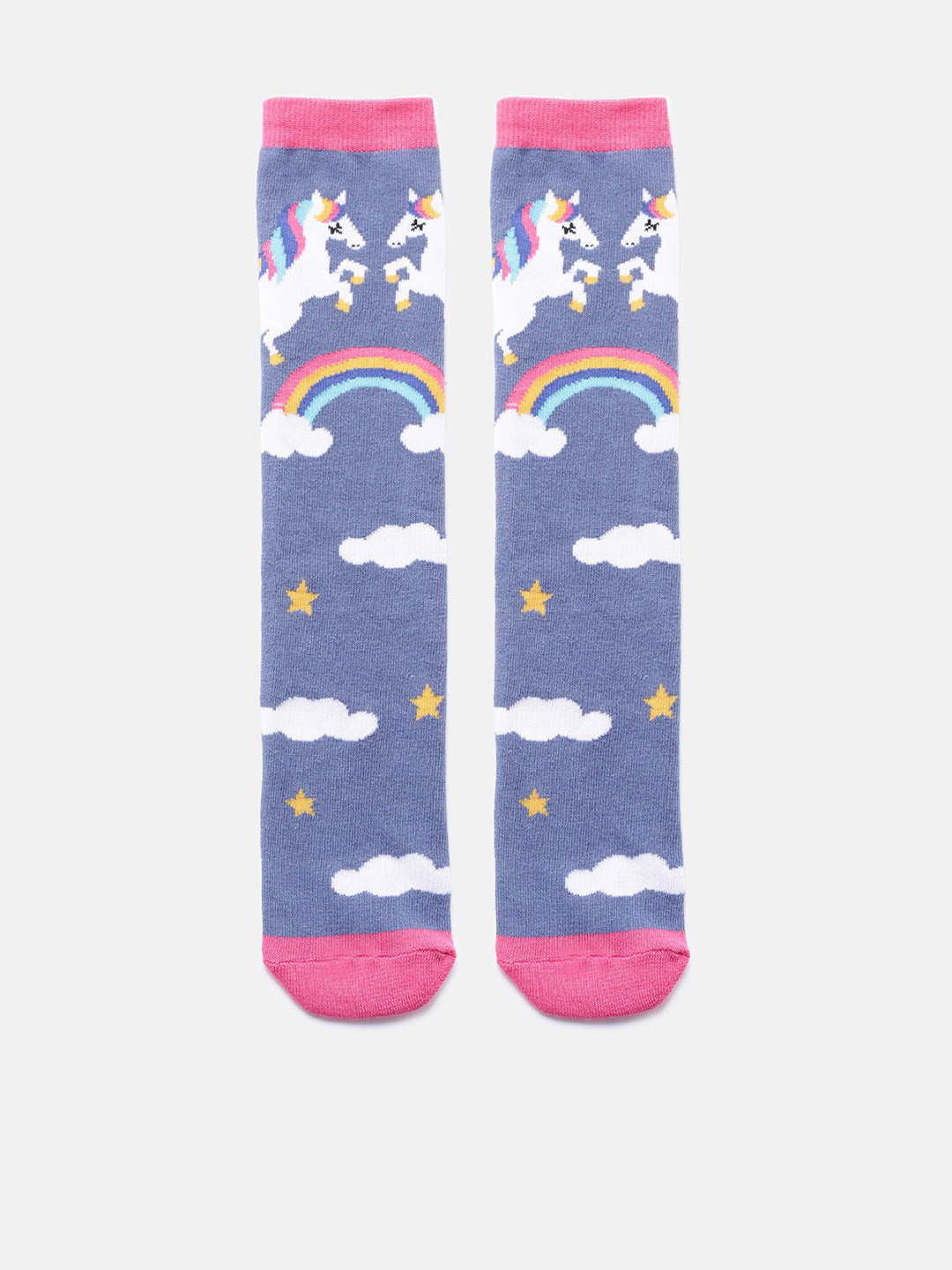 

EL REGALO Girls Patterned Knee-Length Socks, Purple