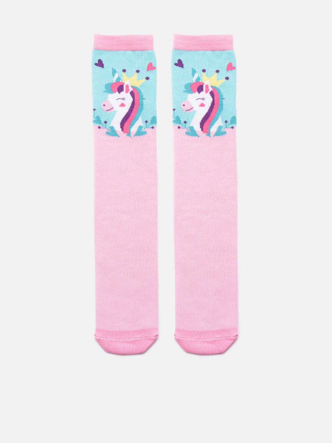 

EL REGALO Girls Unicorn Printed Knee-Length Socks, Pink
