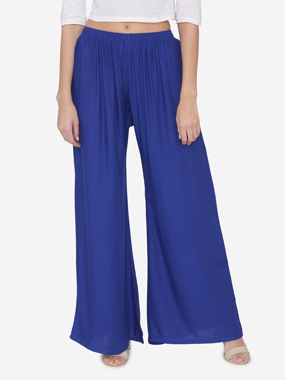 

N-Gal Women Wide Leg Knitted Ethnic Palazzos, Blue