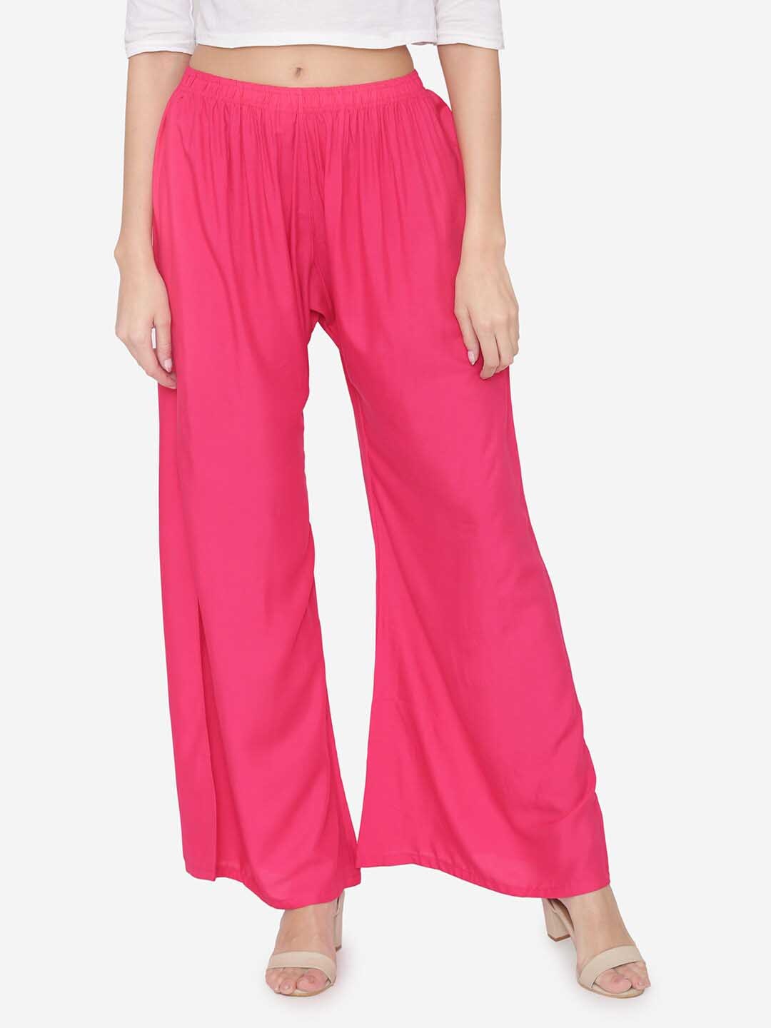 

N-Gal Women Wide Leg Knitted Ethnic Palazzos, Magenta