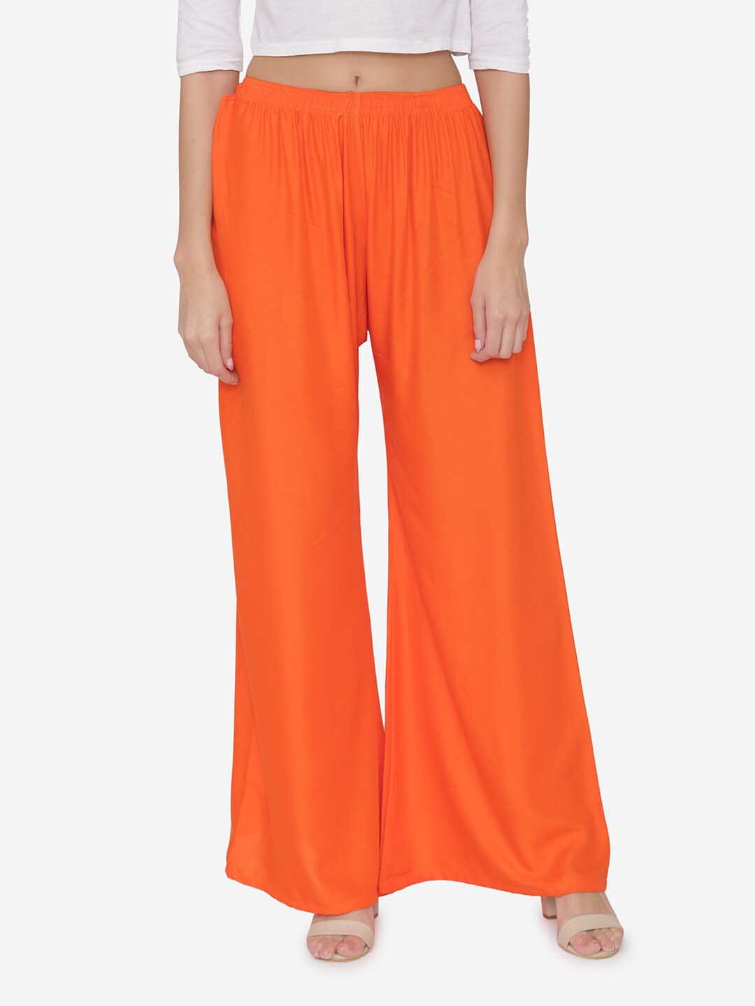 

N-Gal Women Wide Leg Knitted Ethnic Palazzos, Orange