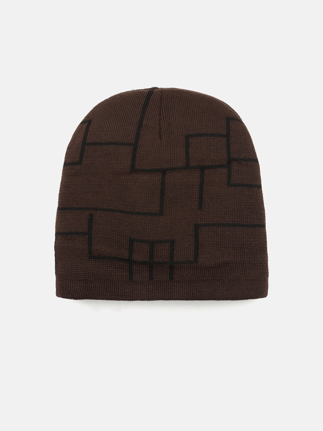 

EL REGALO Printed Woolen Beanie, Brown