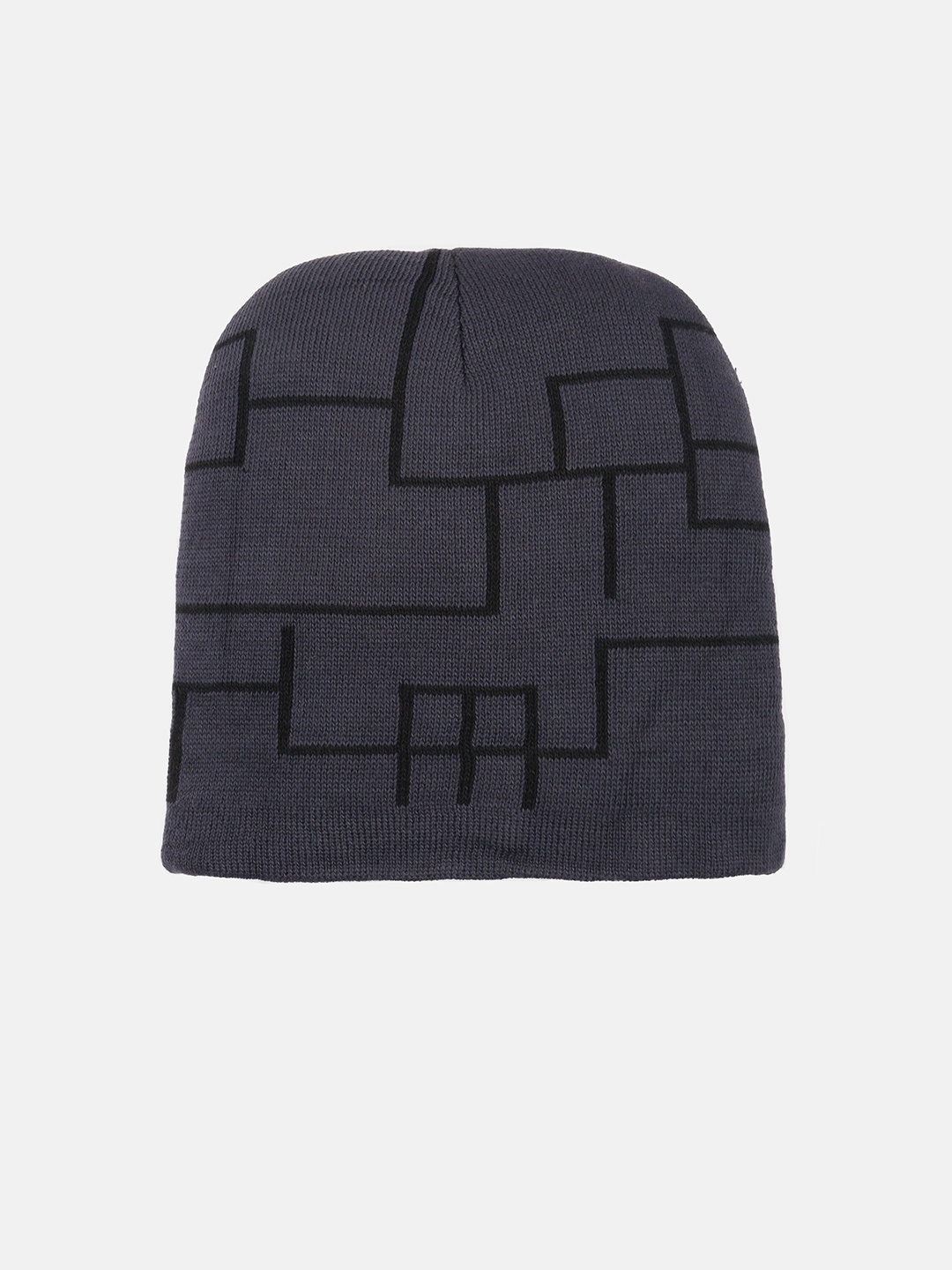 

EL REGALO Printed Woolen Beanie, Grey