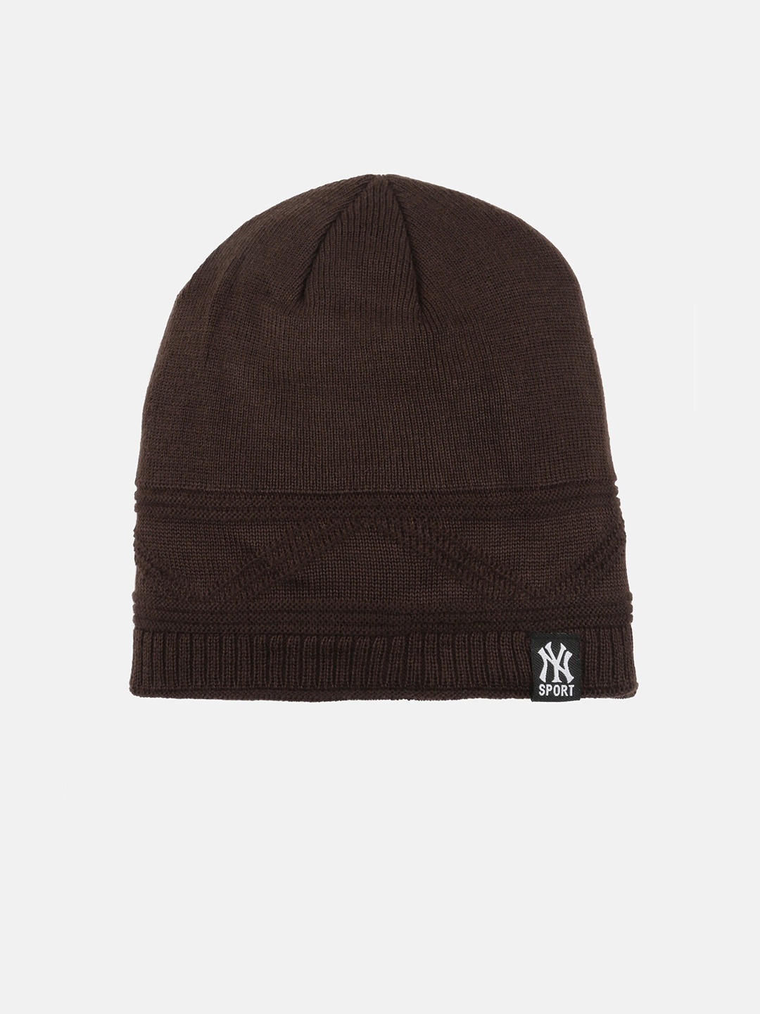 

EL REGALO Self Design Wool Beanie, Coffee brown