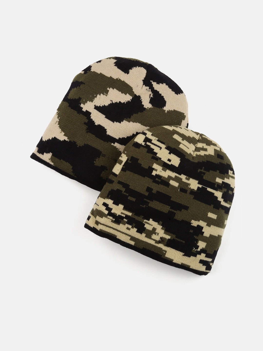 

EL REGALO Printed Woolen Beanie, Beige