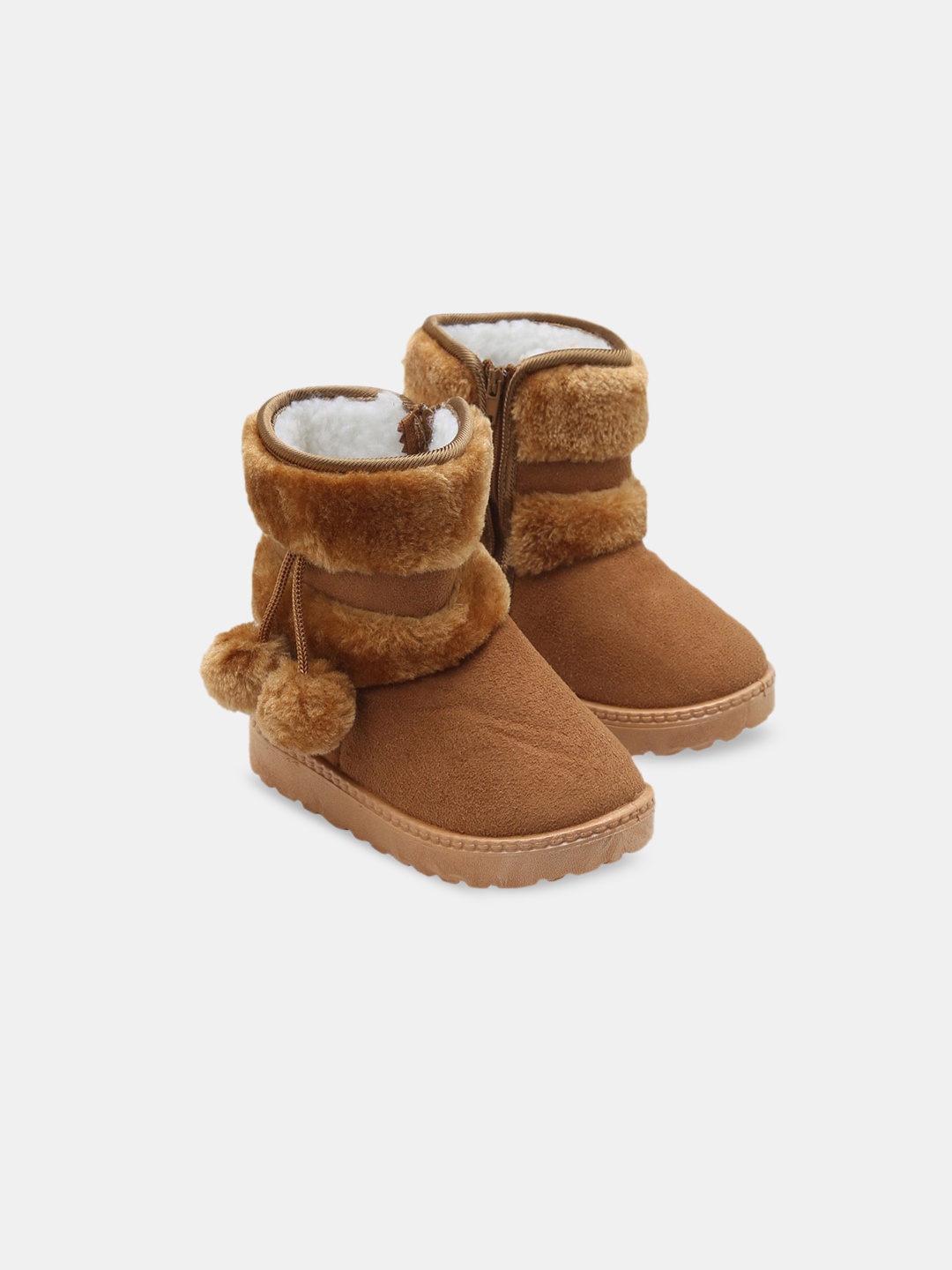 

Hopscotch Girls Faux Fur Trim Round-Toe Show Slim Boots, Brown