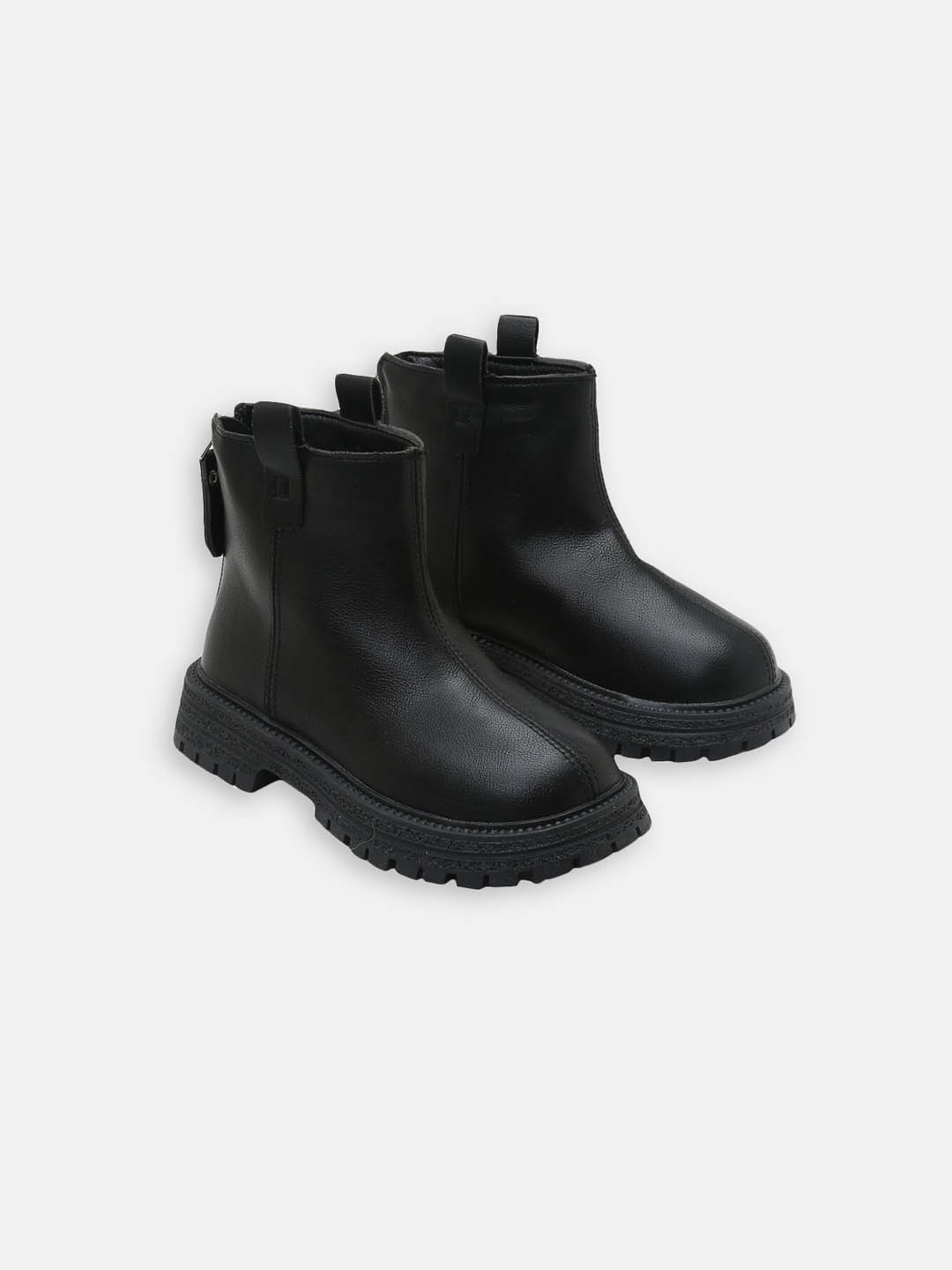 

Hopscotch Girls Ankle-Length Round-Toe PU Boots, Black