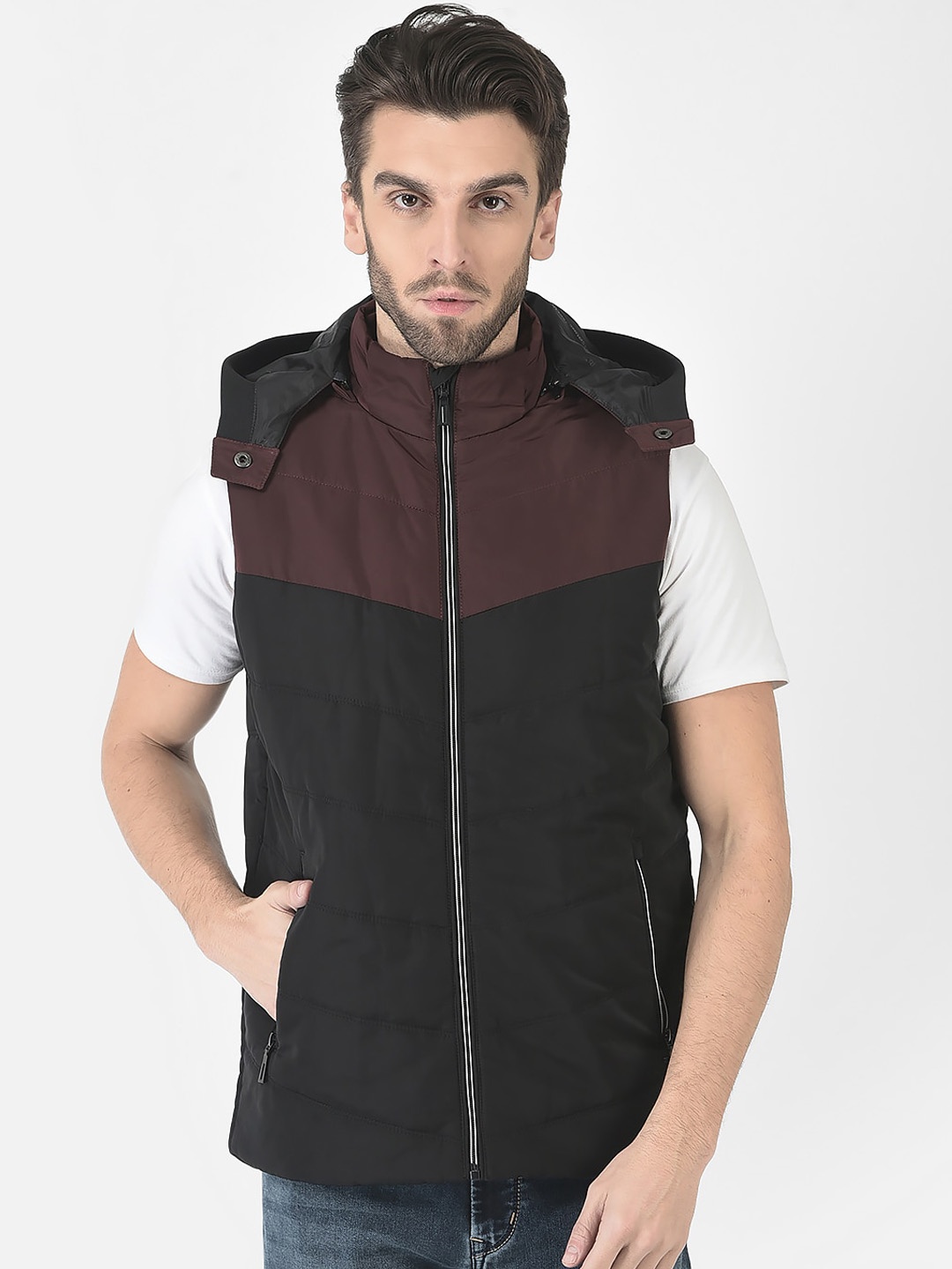 

Crimsoune Club Men Colourblocked Padded Jacket, Black