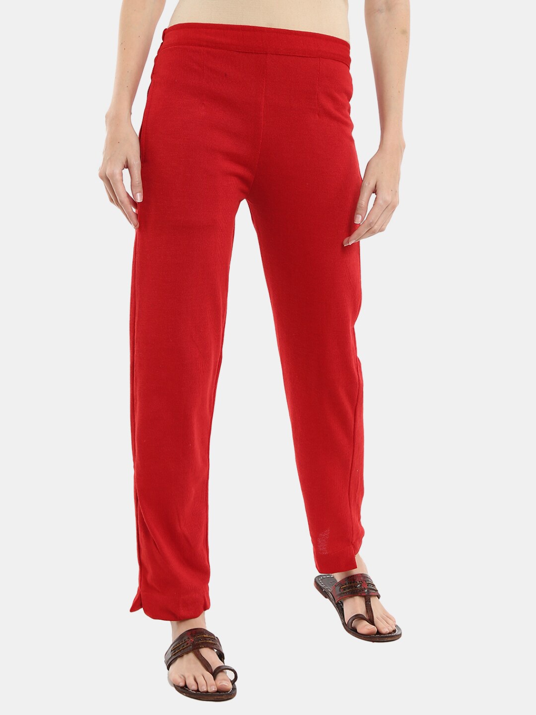 

V-Mart Women Knitted Ethnic Palazzos, Red