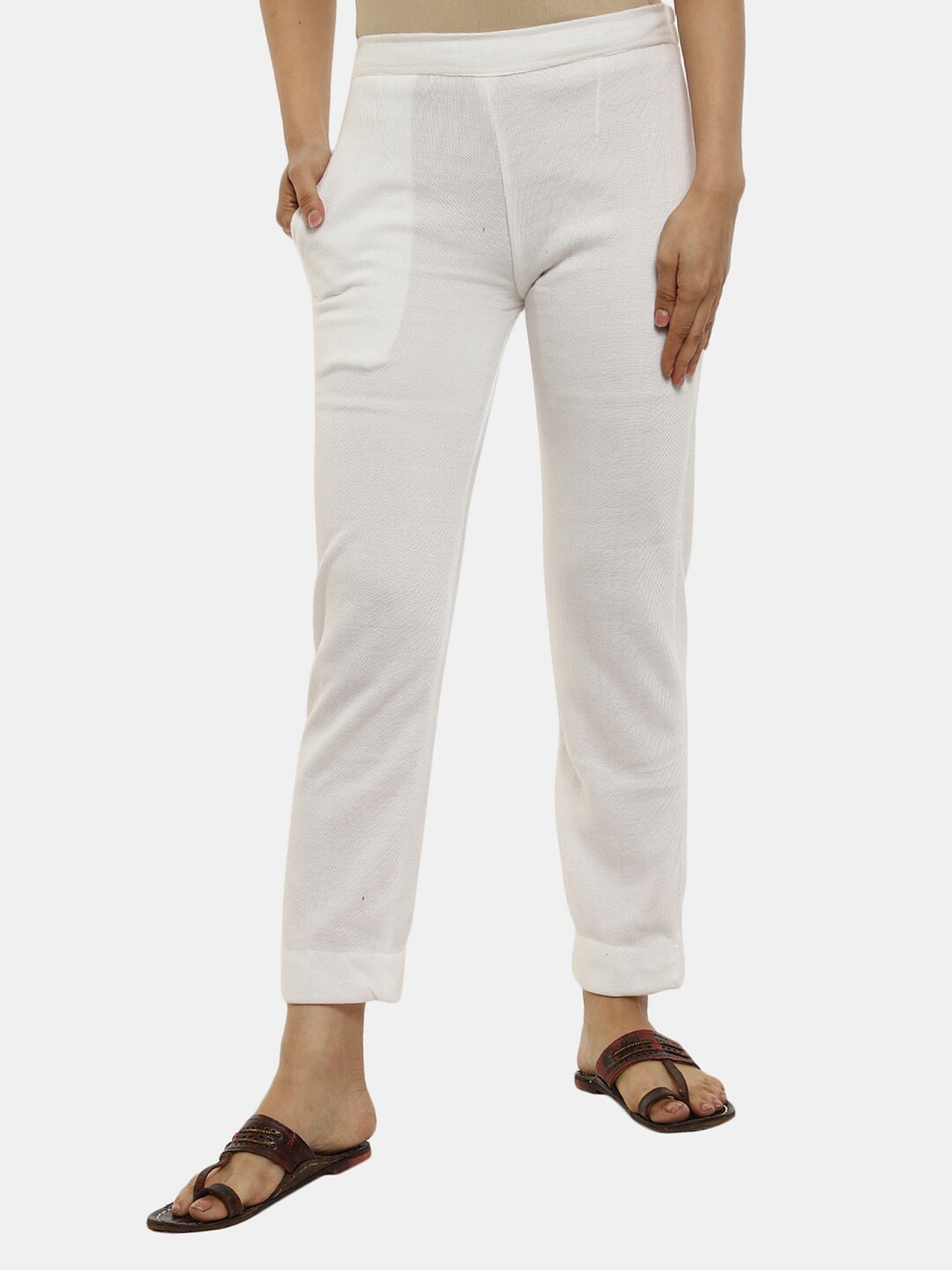 

V-Mart Women White Straight Fit Trouser