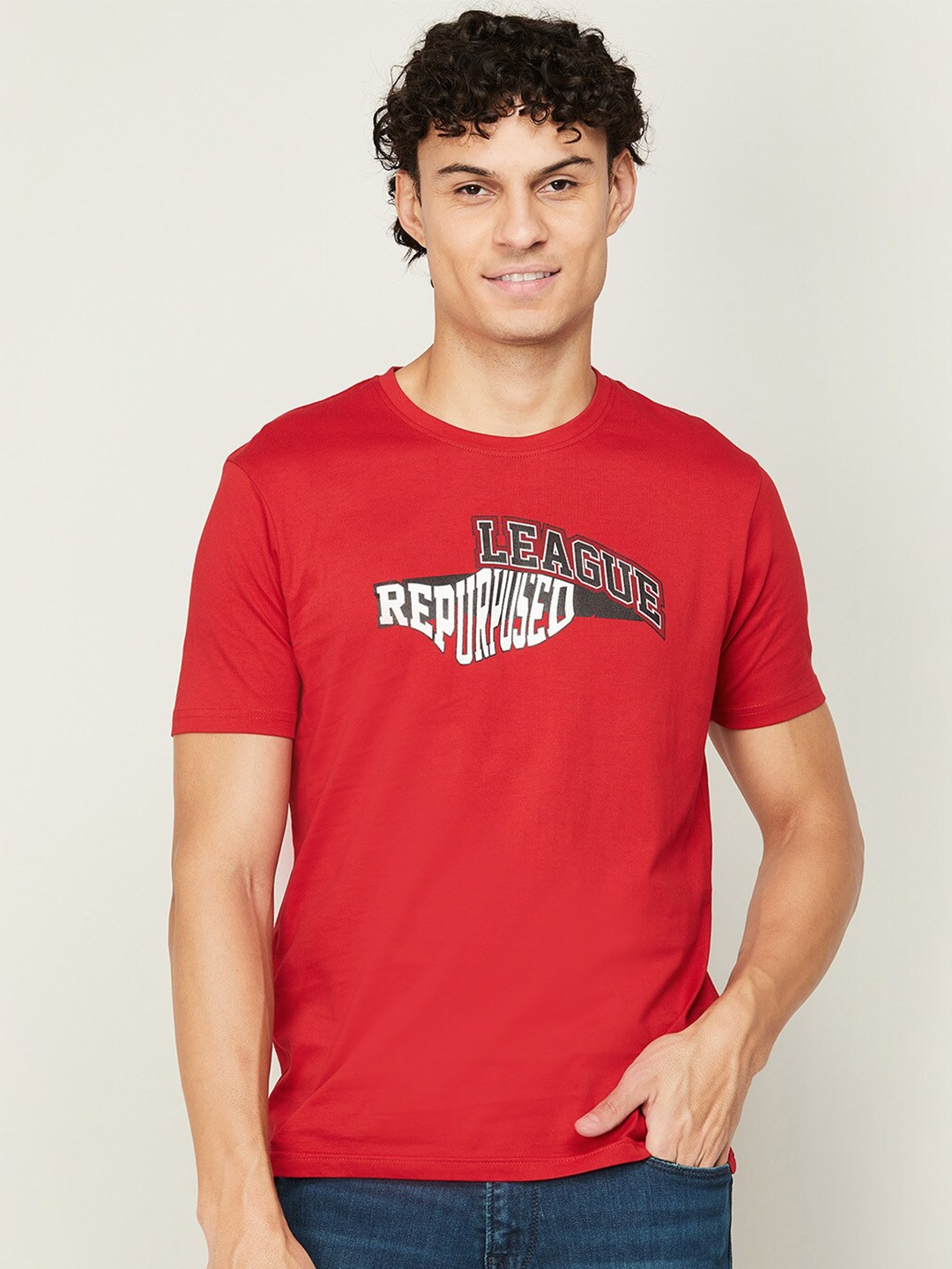 Fame Forever by Lifestyle Men Typography Printed Cotton T-shirt, Red