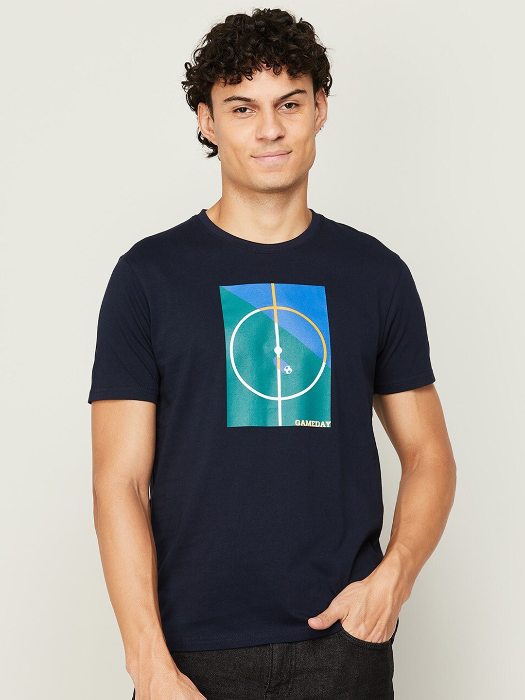 

Fame Forever by Lifestyle Men Printed Cotton T-shirt, Navy blue