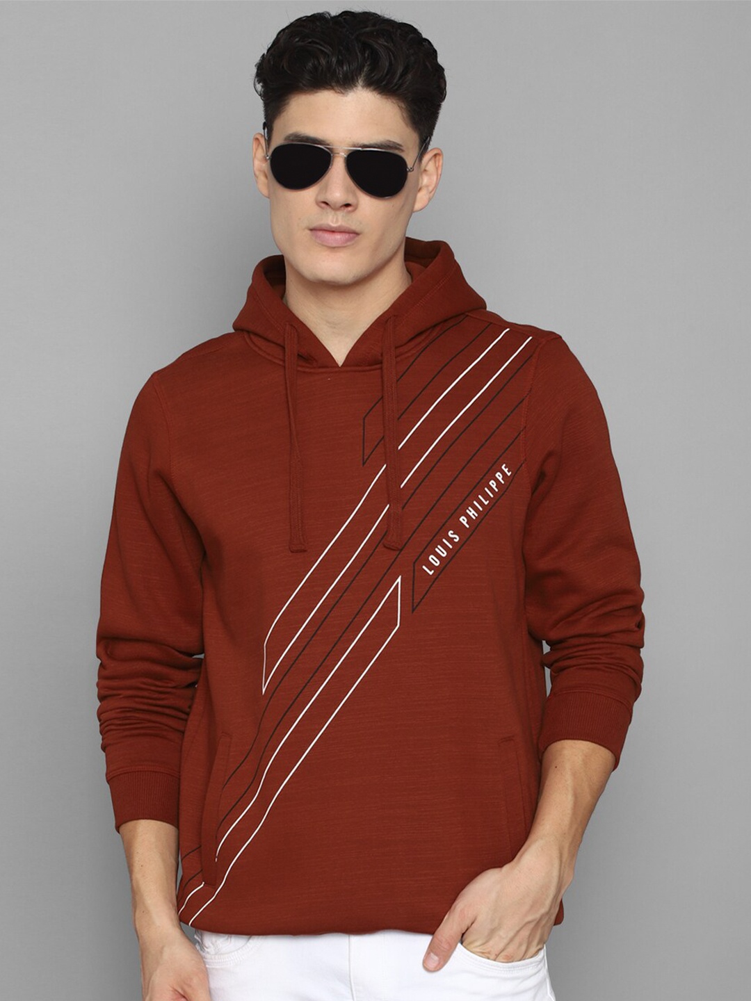 

Louis Philippe Sport Men Cotton Printed Hooded Sweatshirt, Maroon