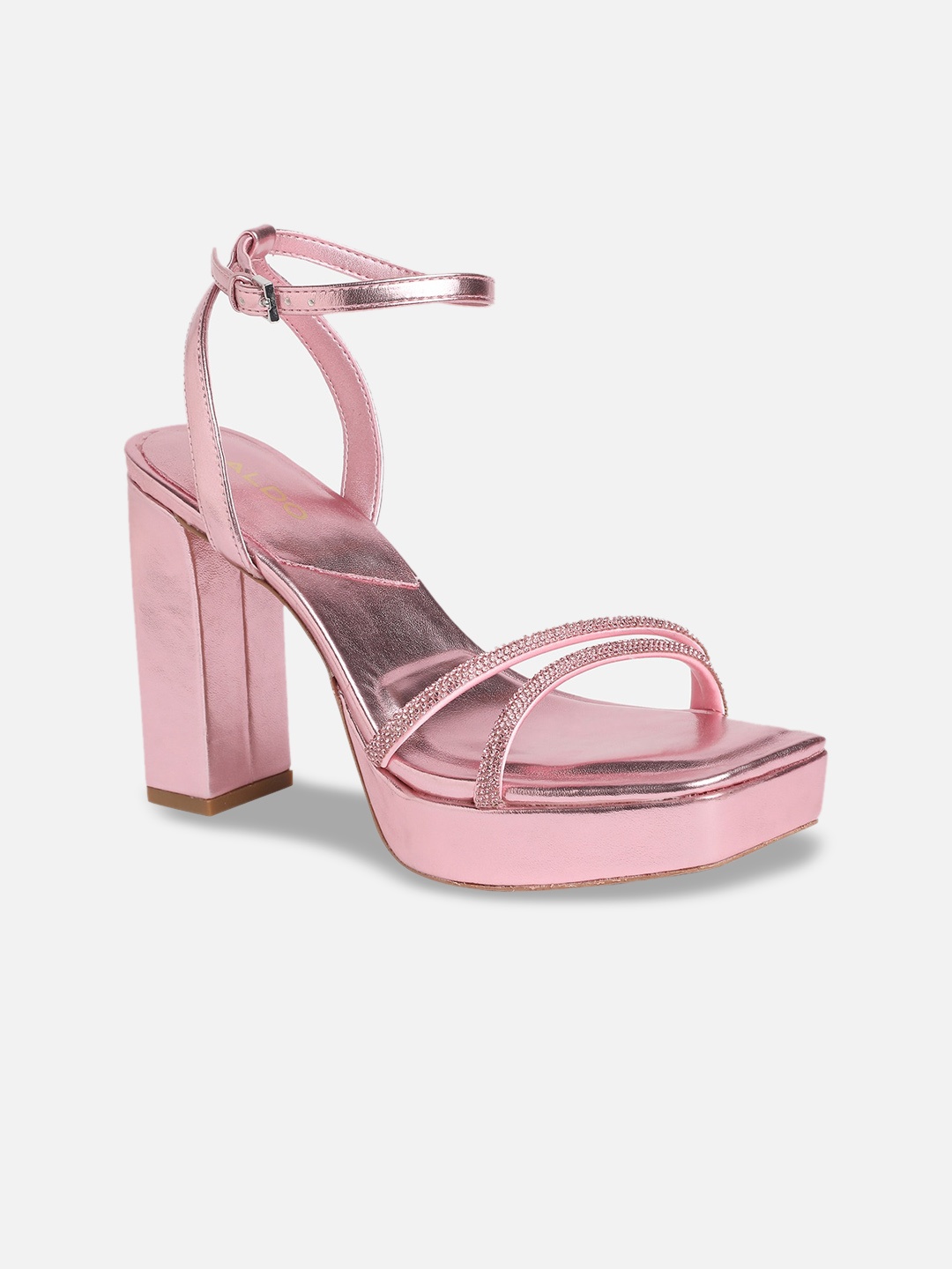 

ALDO Embellished Block Heels with Buckles, Pink