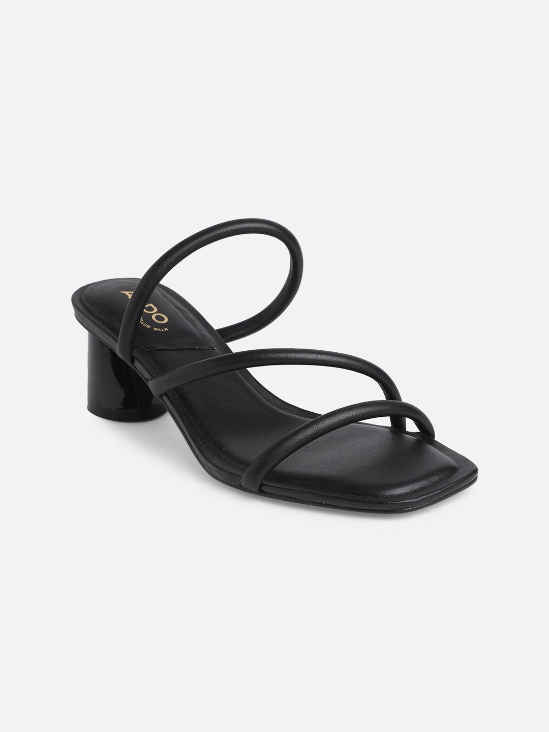 

ALDO Block Square Toe Sandals Heels, Black