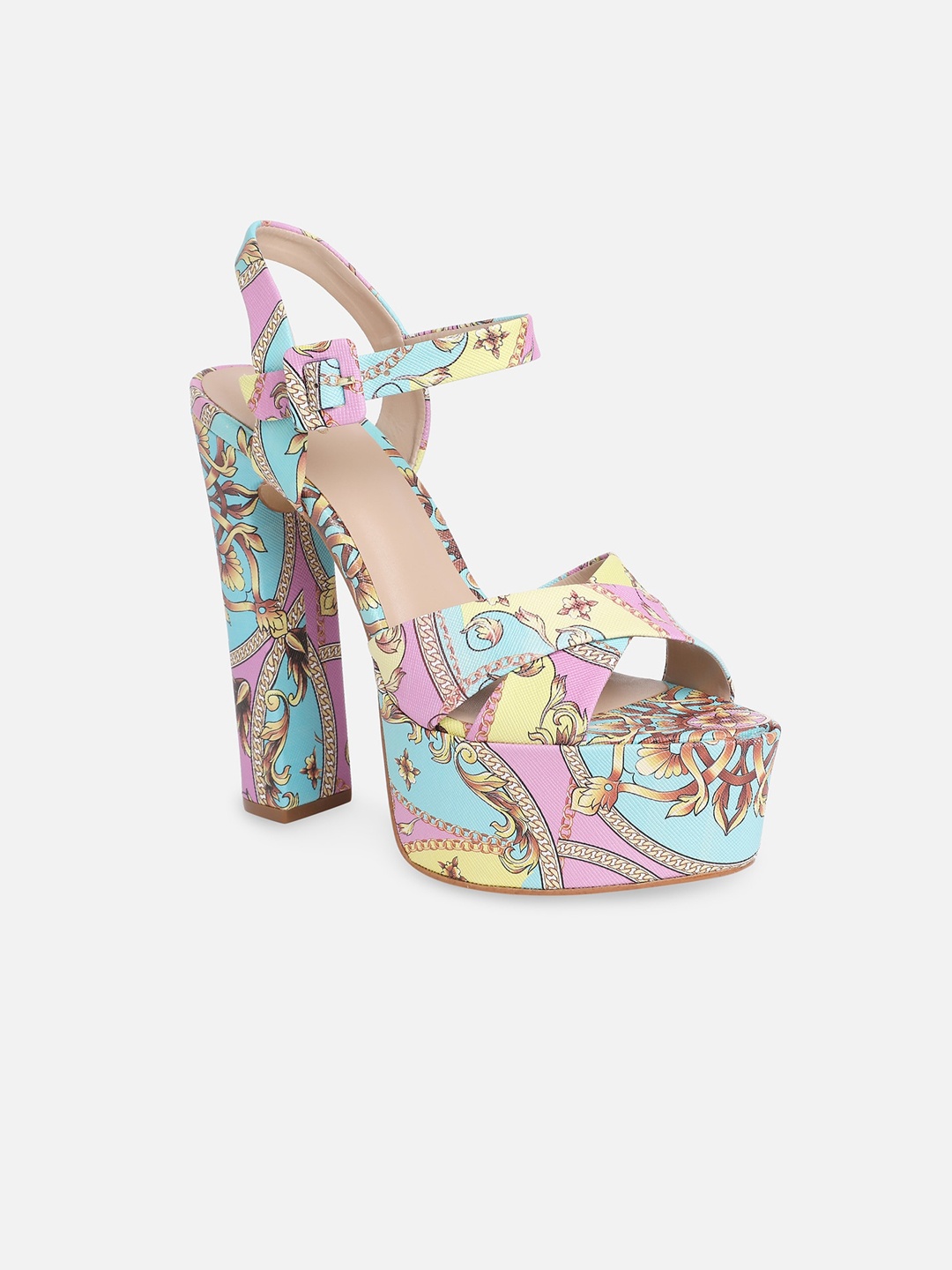 

ALDO Printed Block Heels with Buckles, Lavender