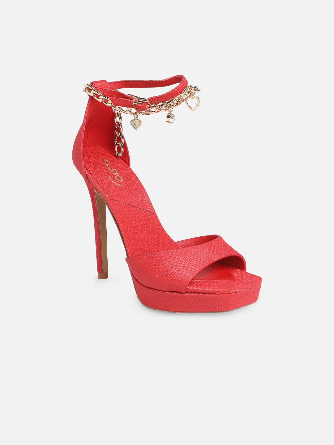 

ALDO Mid-Top Embellished Stiletto Peep Toes Heels, Red