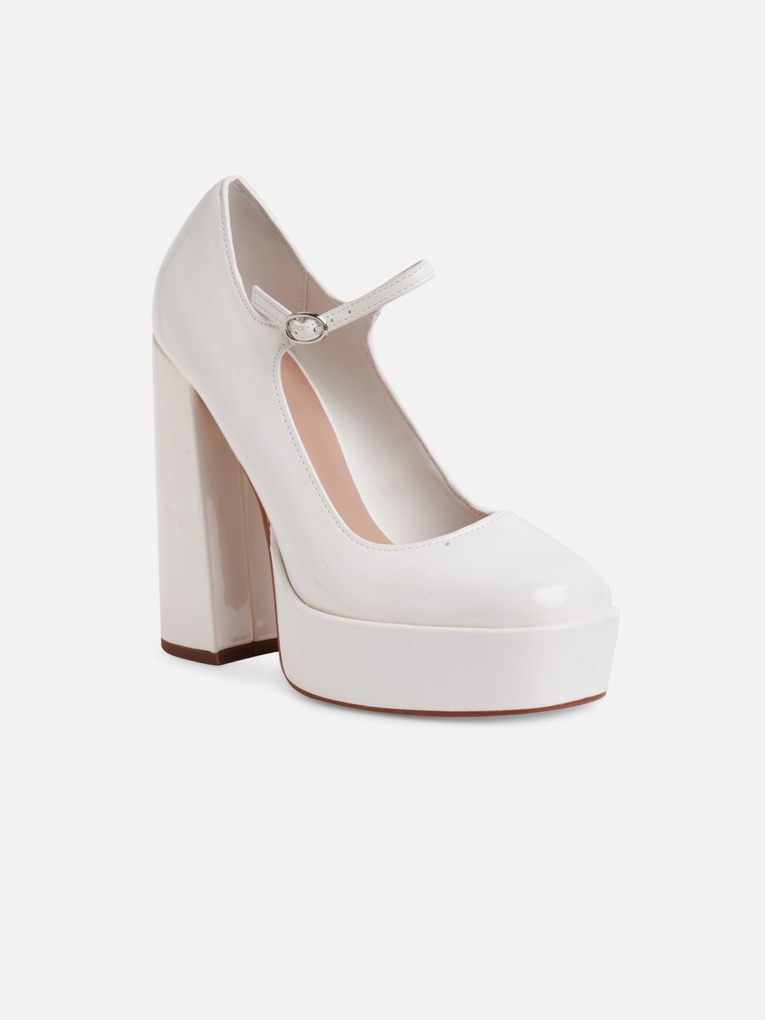 

ALDO Platform Pumps With Buckles Heels, White