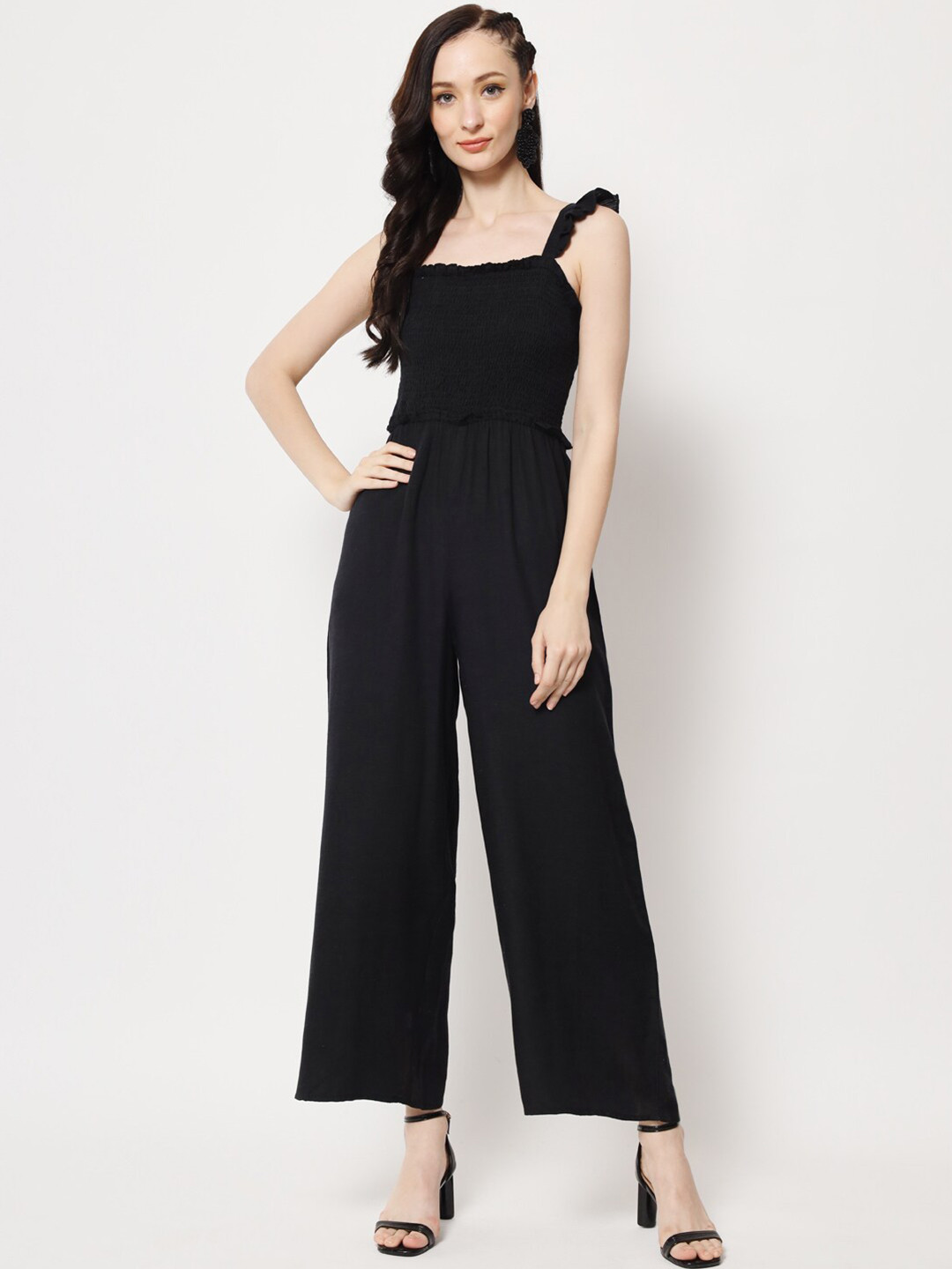 

HERE&NOW Shoulder Strap Basic Jumpsuit, Black