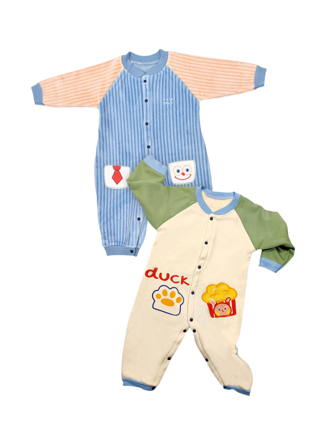 

Moms Home Infants Pack of 2 Printed Organic Cotton Rompers, Blue