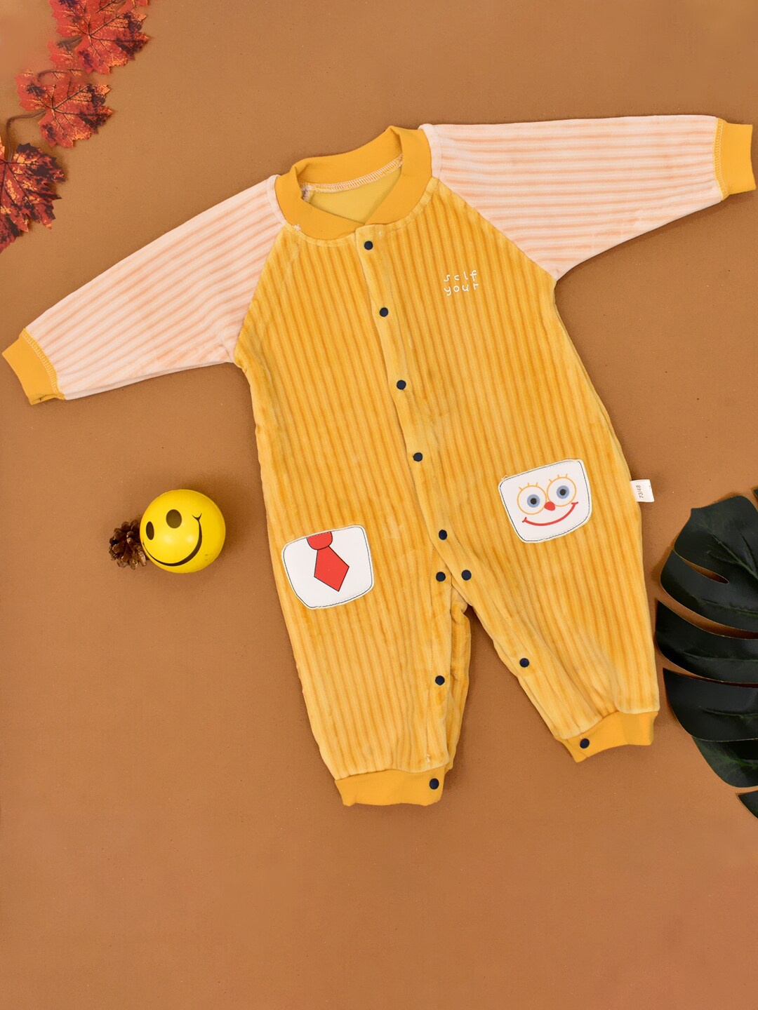 

Moms Home Infant Kids Pack of 2 Printed Organic Cotton Rompers, Yellow