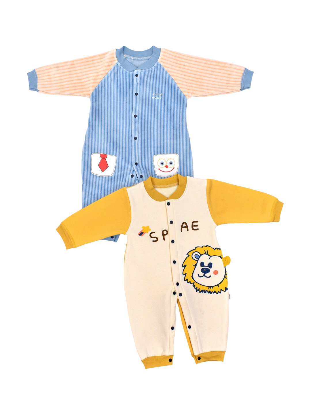 

Moms Home Infant Kids Pack Of 2 Printed Organic Cotton Rompers, White
